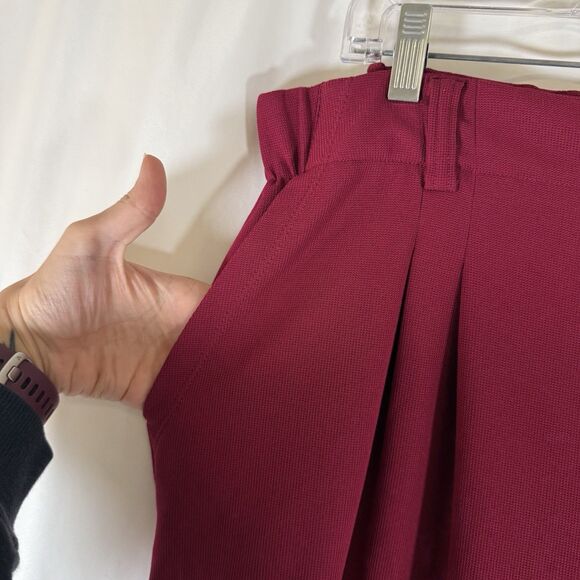 Halara Wide Leg Capri Women's XL Tall Purple Red Pull On Pleated Pockets - Picture 4 of 10